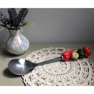 Vintage Vegetable‎ Serving Spoon Kitchen Decor Spoon Tomato Pepper Garlic Handle